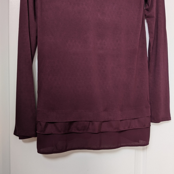 White House Black Market Burgundy Color Long Sleeves Top - Picture 8 of 10